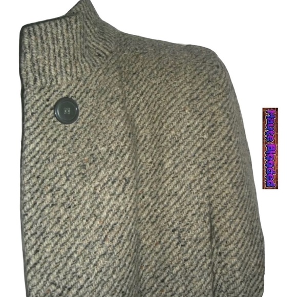 Vintage 80's Saxton Hall Floor Length Virgin Wool Herringbone Dark Academia Coat - Picture 11 of 16